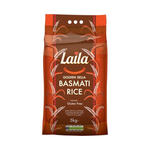 Golden Sella Basmati Rice, Gluten Free, Laila Basmati Rice, 5kg Pack, Laila Foods, Grocery Online