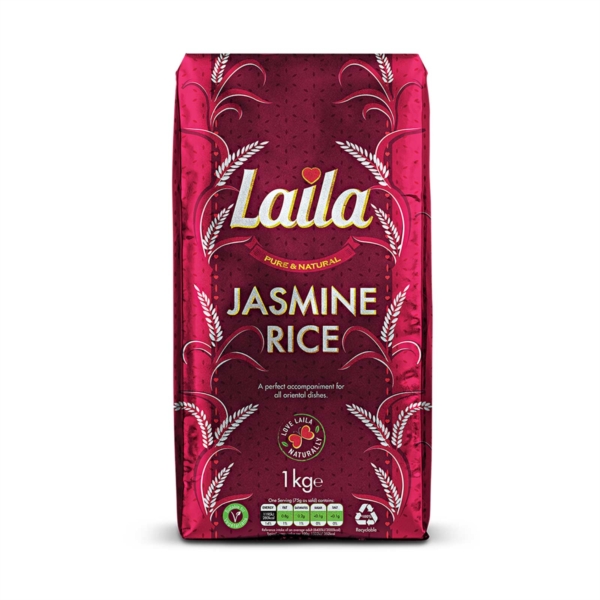 1kg pack, Buy Grocery Online united kingdom, Buy Indian grocery online, Buy Pakistani grocery online, Buy Bangladeshi grocery online, Laila Jasmine Rice, Thai Fragrant Rice, Oriental dishes, Laila foods, Laila naturals